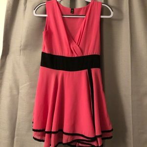 Hot pink and black peplum top